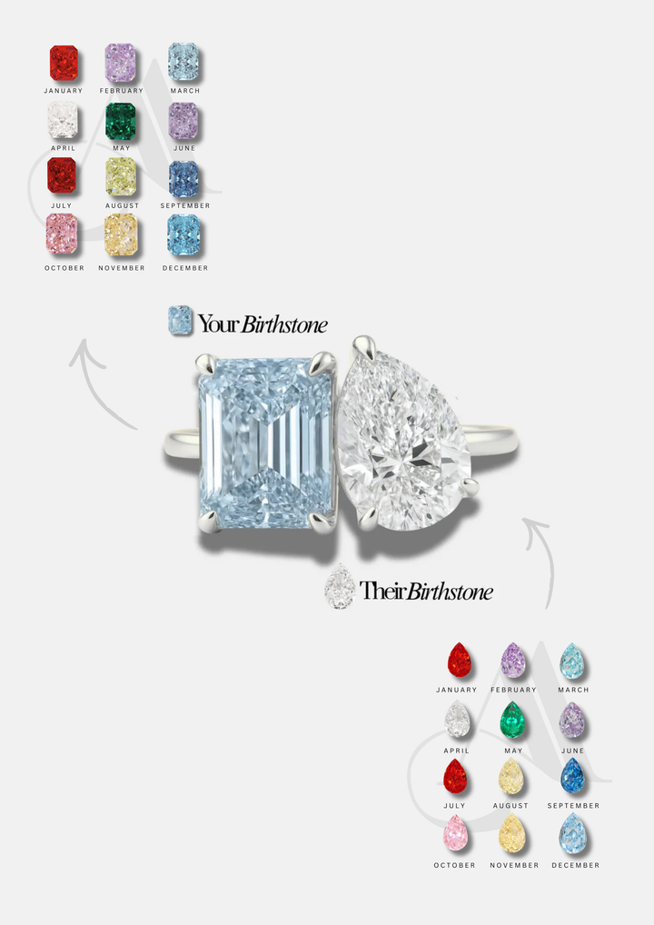 The "You & Me" Alara Birth Month Ring Silver