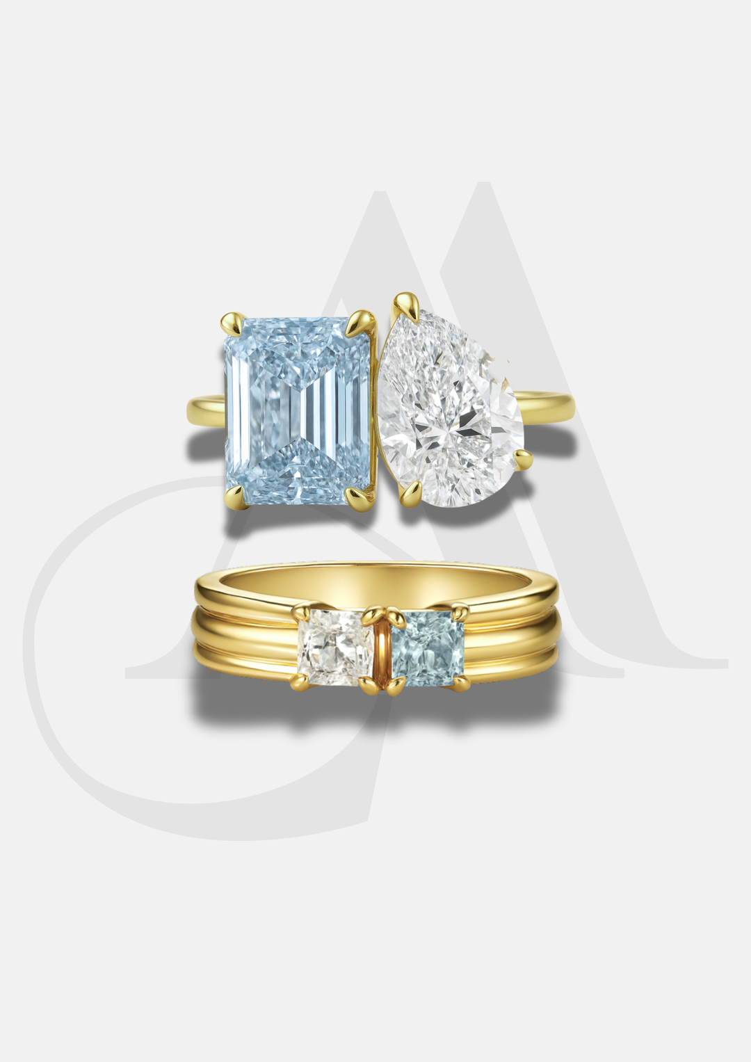 The "You & Me" Birth Month Ring Set Gold