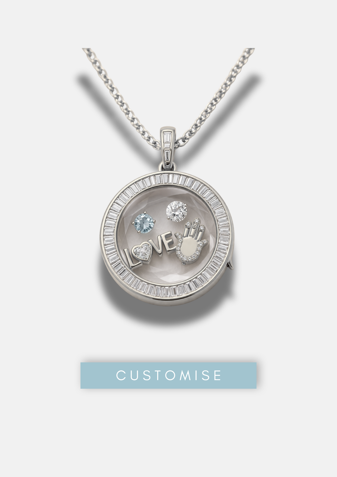 ROUND SQUARE PAVÉ BIRTHSTONE LOCKET