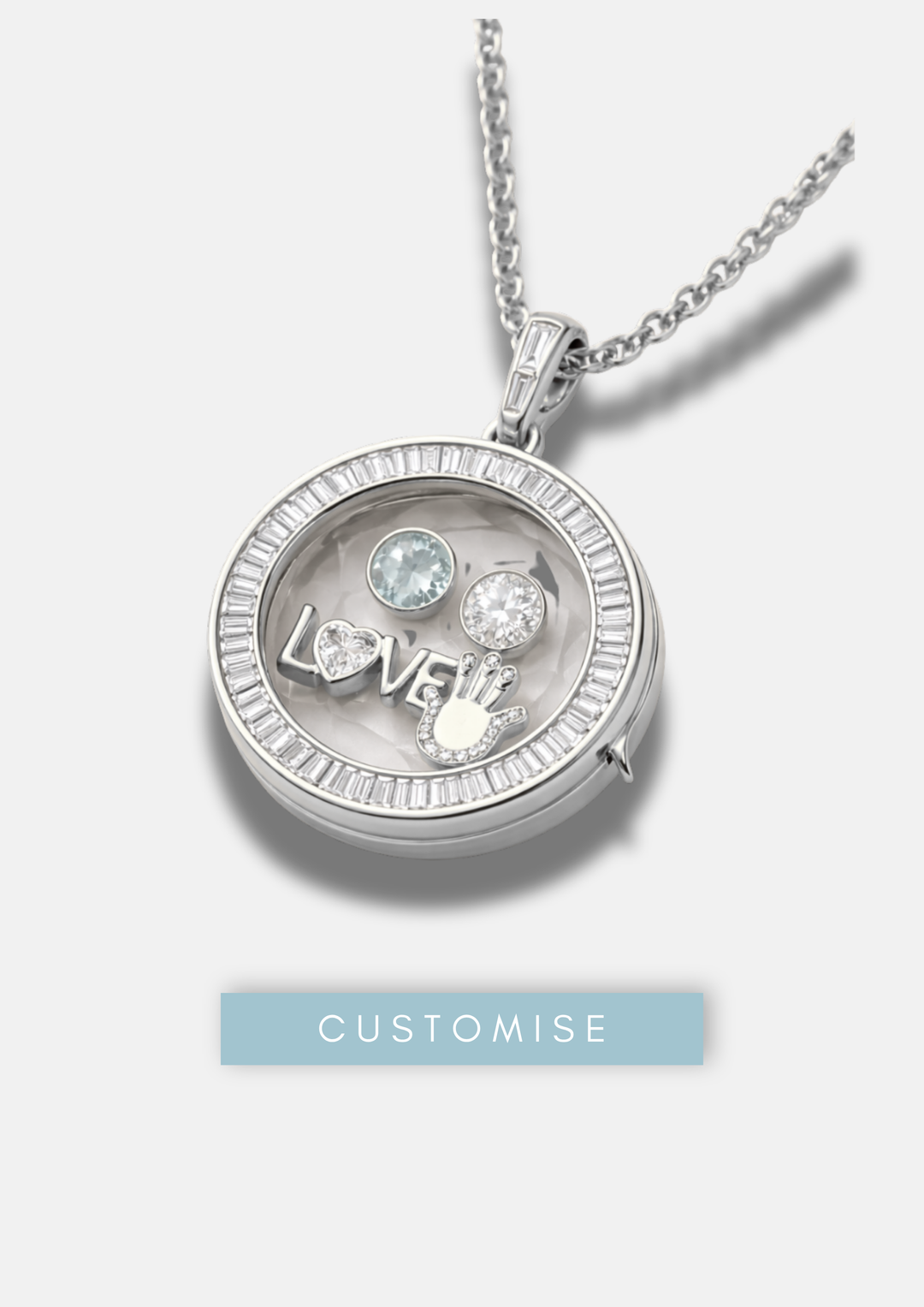 ROUND SQUARE PAVÉ BIRTHSTONE LOCKET