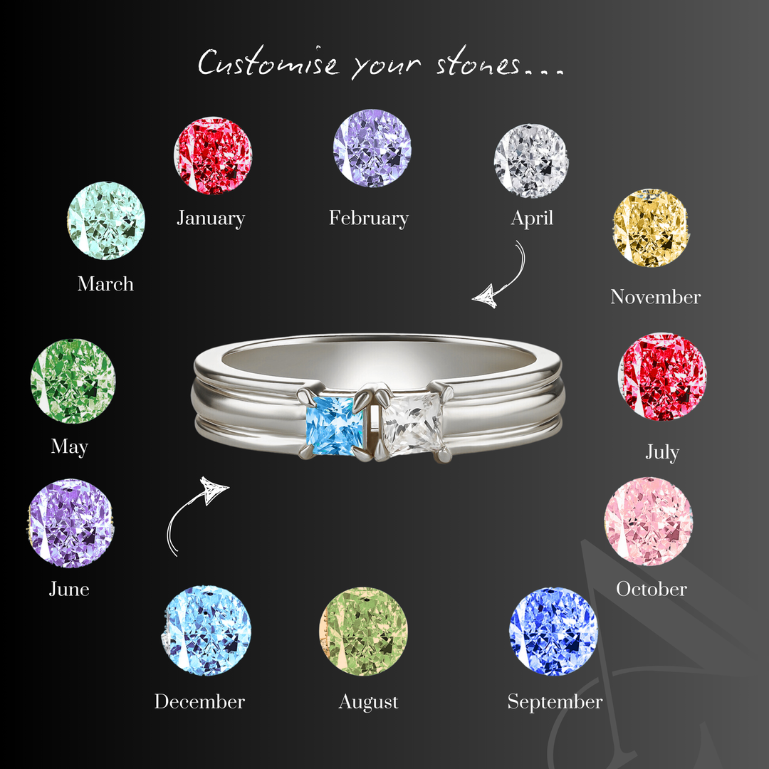 The "You & Me" Alara Birth Month Ring Set