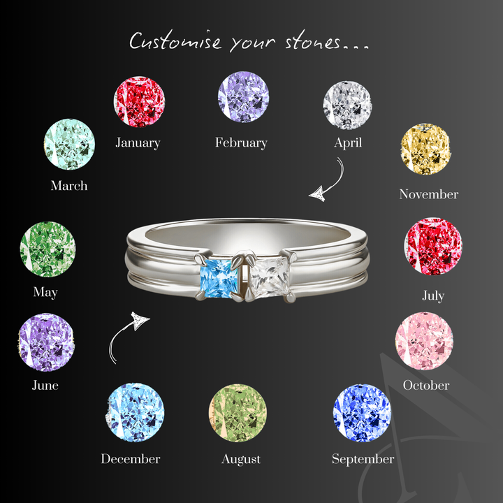 The "You & Me" Alara Birth Month Ring Set