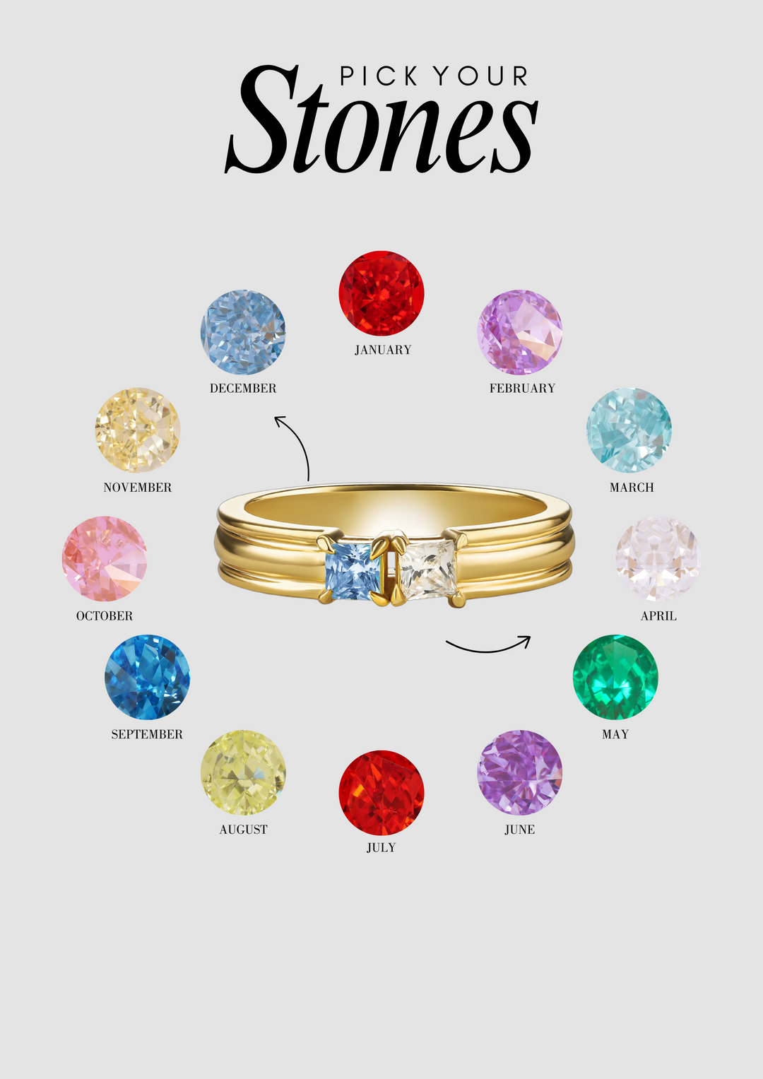 Unisex "You & Me" Alara Birth Month Ring